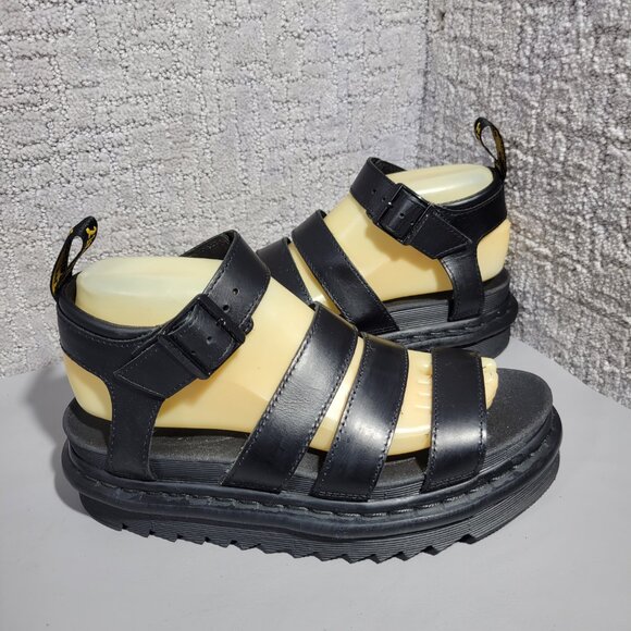 Dr Martens Blaire Womens Size US 7 Black Leather Platform Gladiator Sandals - Picture 10 of 14